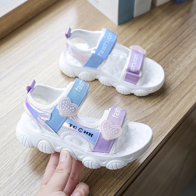Girls' 2025 Summer Casual Sandals with Cushioned Sole, Breathable Cloth Upper & Adjustable Straps, Cartoon Pattern Beach Shoes for Kids4