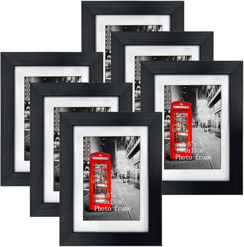 Lavezee 3.5x5 Picture Frames Set of 6, Black Photo Frame for 3.5 x 5
