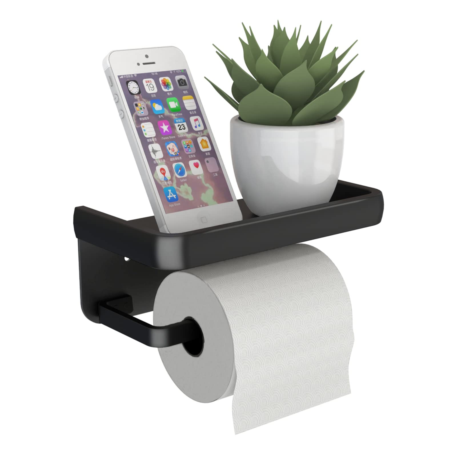 EAVY WC Rolhouder Met Plankje - Zelfklevend / Zonder Boren Boren Toiletrolhouder Wit