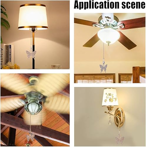 Miniatura 7 de BENECREAT 2 extensores de cadena de ventilador de techo de mariposa con diamantes de imitación de aleación con cadena de bola de acero inoxidable