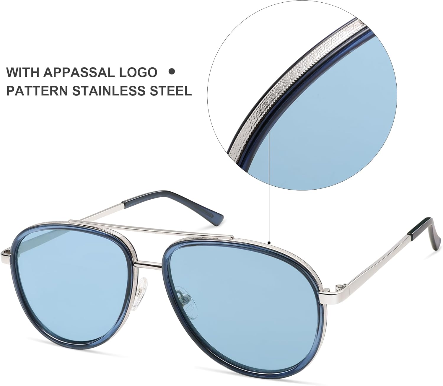 Retro Aviator Sunglasses for Women Mens Double Bridge 70s Shades AP3688 - Image 3