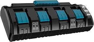 Hipoke DC18SF 4-Ports Charger for Makita 14.4V-18V Lithium-ion Battery, Repalcement for DC18SF DC18RC DC18RD DC18RA, Compatible with BL1815 BL1820 BL1830 BL1840 BL1850 BL1860 BL1430 BL1440 BL1450