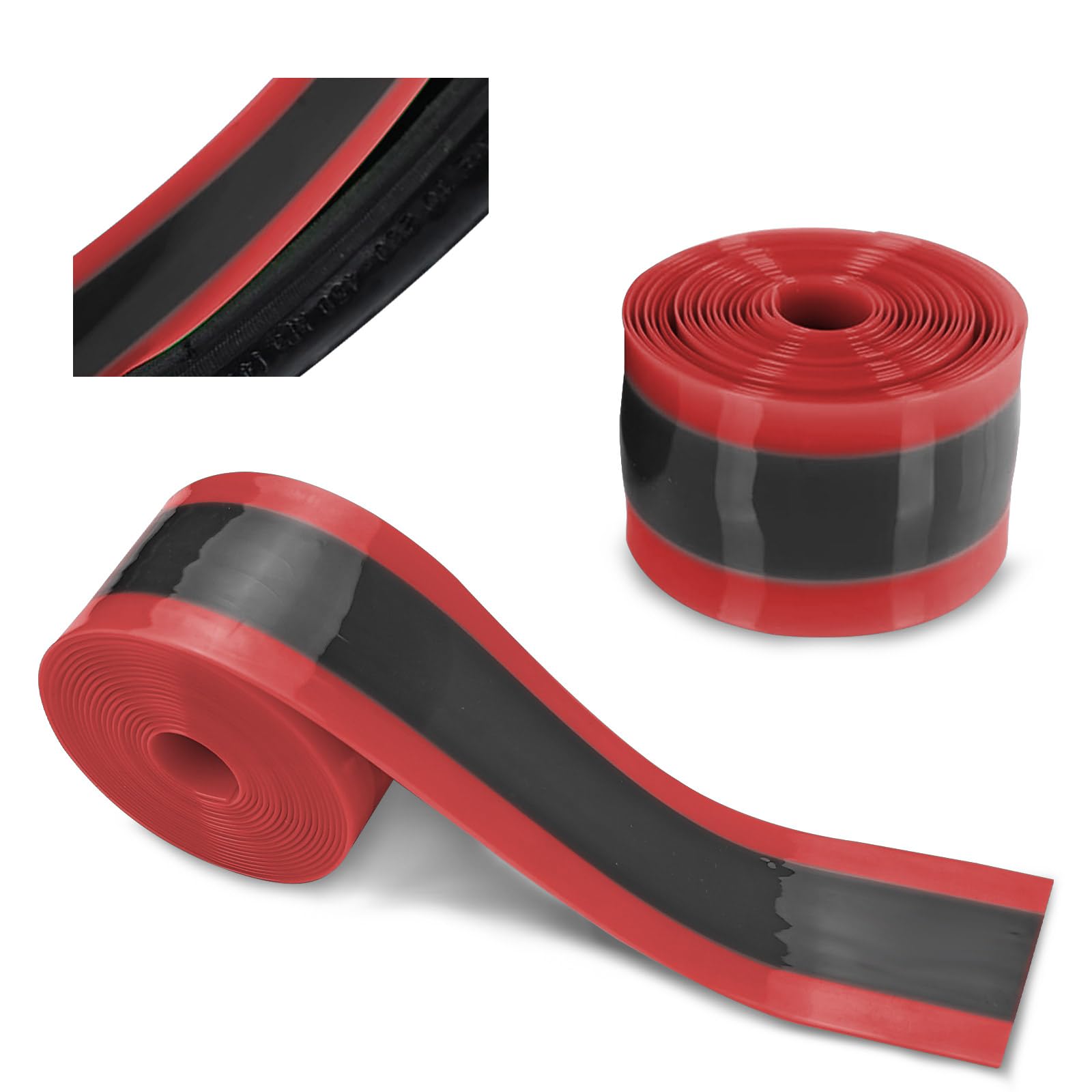 2 Rolls Puncture Proof Bike Tire Liner, Bicycle Tire Liner with TPU Fabric, Self-Adhesive Inner Tube Flat Protector Compatible with 24" to 29" Mountain/Road/Gravel Bicycles, (Red)