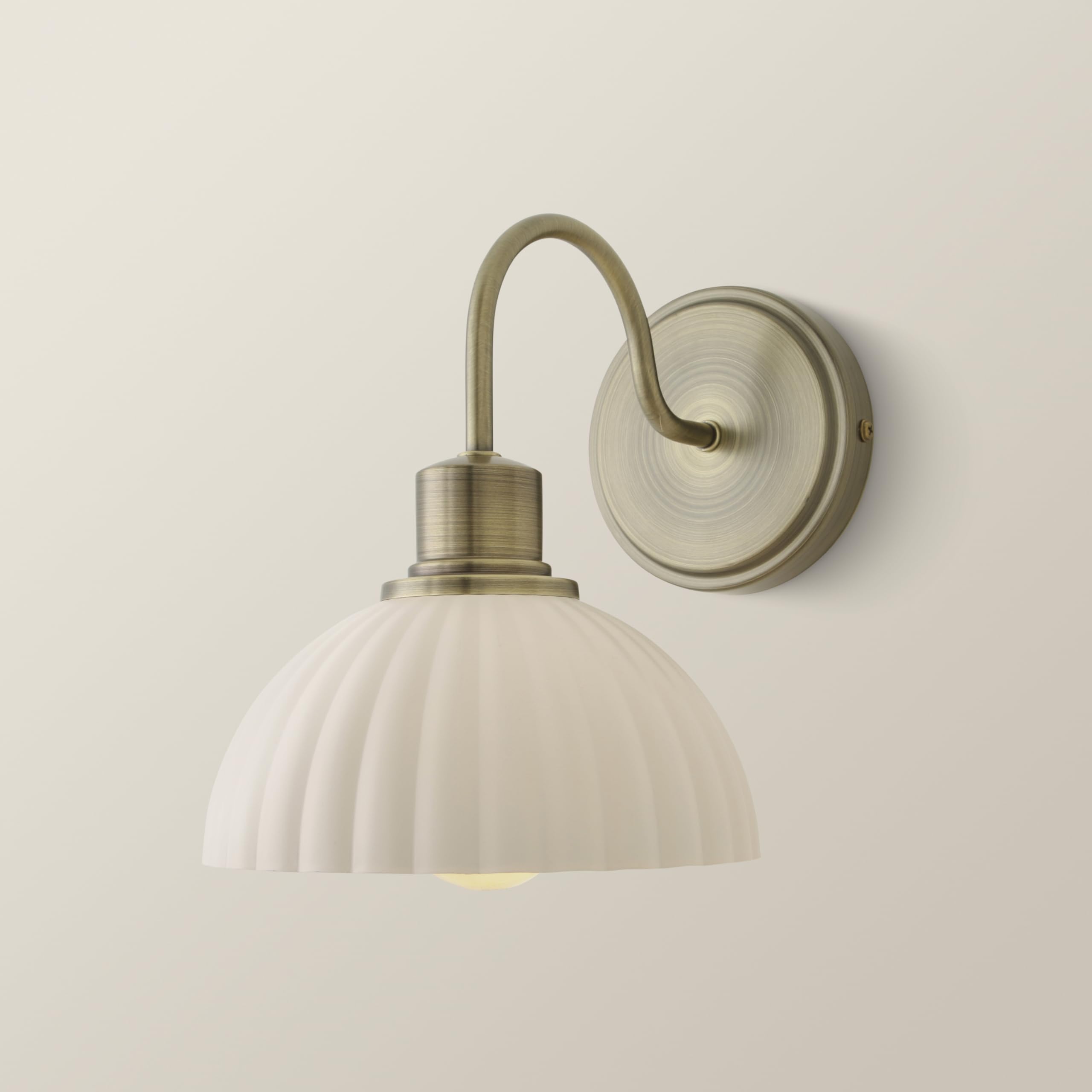 ValueLights | Bourton Brushed Gold Wall Light with Ribbed Dome Shade and Bulb | Wall Light, Home Décor & Improvement Essential | Bulb Included