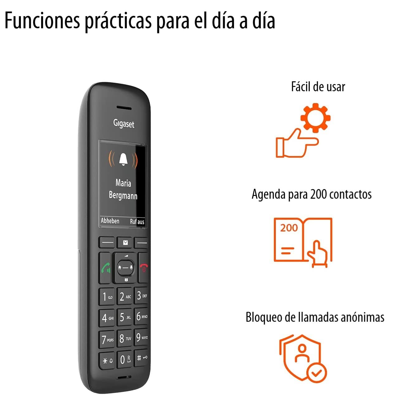 Gigaset C570HX - Teléfono inalámbrico DECT para router - Compatible con Fritzbox, Speedport - Fácil de usar - Auricular con base de carga - Color Negro