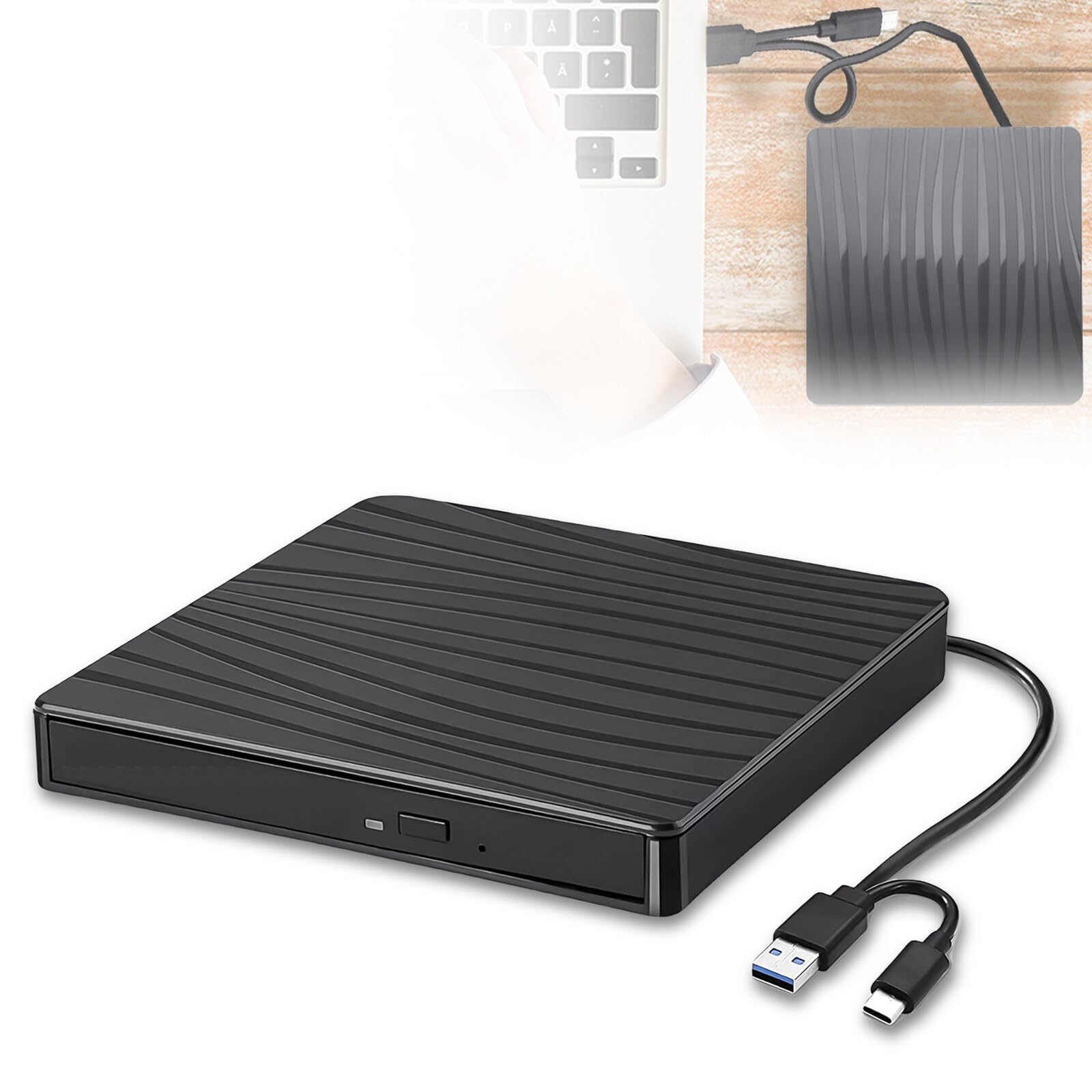 Zewnętrzny napęd DVD, USB 3.0 i Typ-C, przenośny napęd CD DVD +/-RW ROM do laptopa, komputera stacjonarnego, CD DVD, nagrywarki kompatybilny z systemami operacyjnymi Windows XP/2003/Vista/7/8/10/11