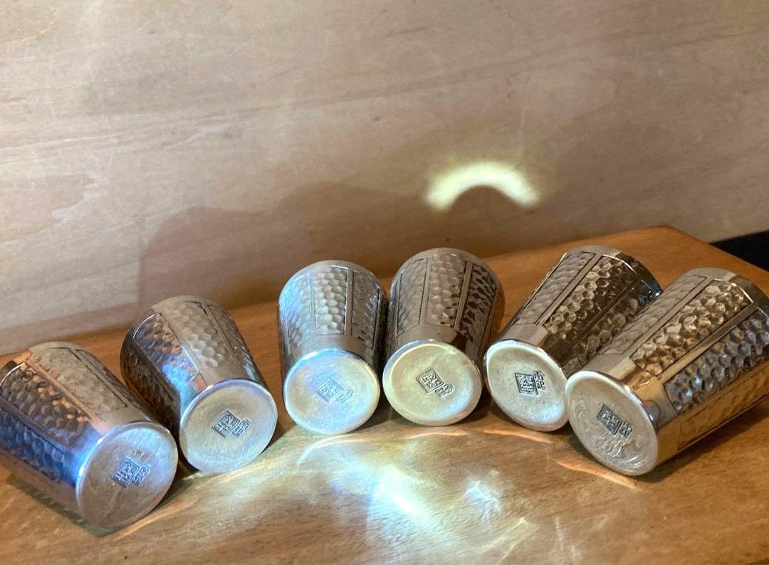 錫半 本錫 鎚起錫器 酒器 お猪口 ショットグラス 錫半 本錫 鎚起錫器 酒器 お猪口 ショットグラス 錫の