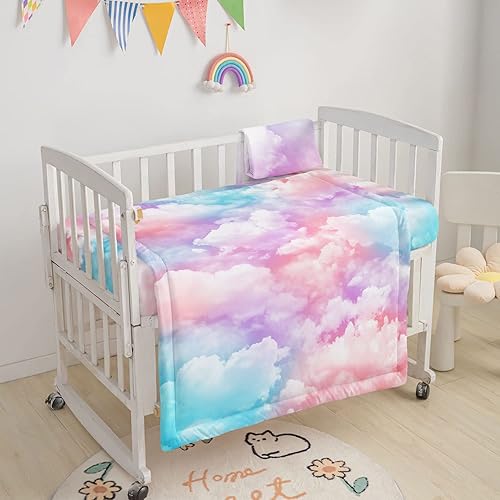 Miniatura 2 de Datura home Juego de ropa de cama para cuna, 3 piezas de ropa de cama para cuna con edredón, sábana de cuna y falda de cuna, ropa de cama de