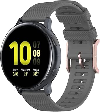 Silikonklockarmband kompatibla med Polar Ignite/Polar Unite, borstat rostfritt stål svart spänne (20 mm, grå)