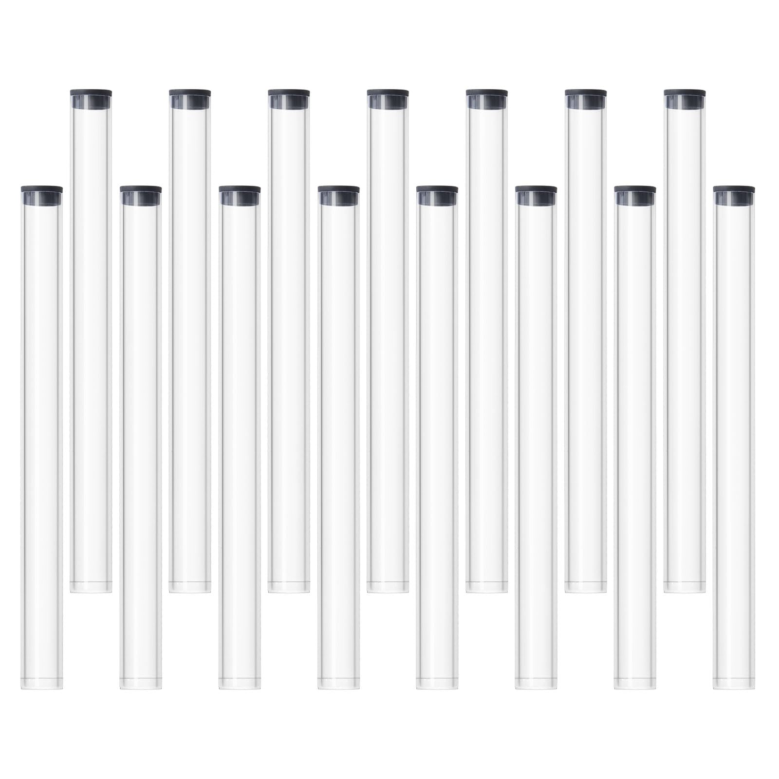 CHGCRAFT 15Pcs Clear Tube Acrylic Incense Storage Tube with Black lid for Incense Sticks Plastic Tubes for Bath Salt Candy Bead Storage Party