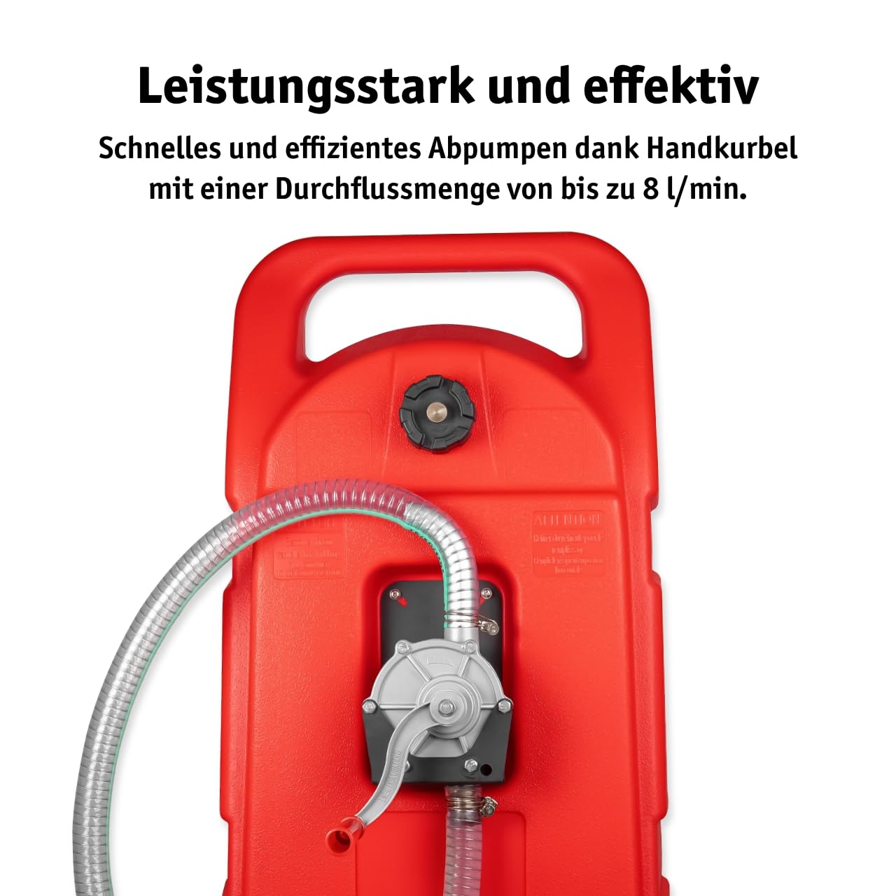 WALTER Kraftstofftrolley 53L, Benzinkanister aus HDPE mit Rädern | Handpumpe, Mobiler, 3 m Schlauch, 8L/min, für Diesel & Benzin, ideal für Boote & Offroad