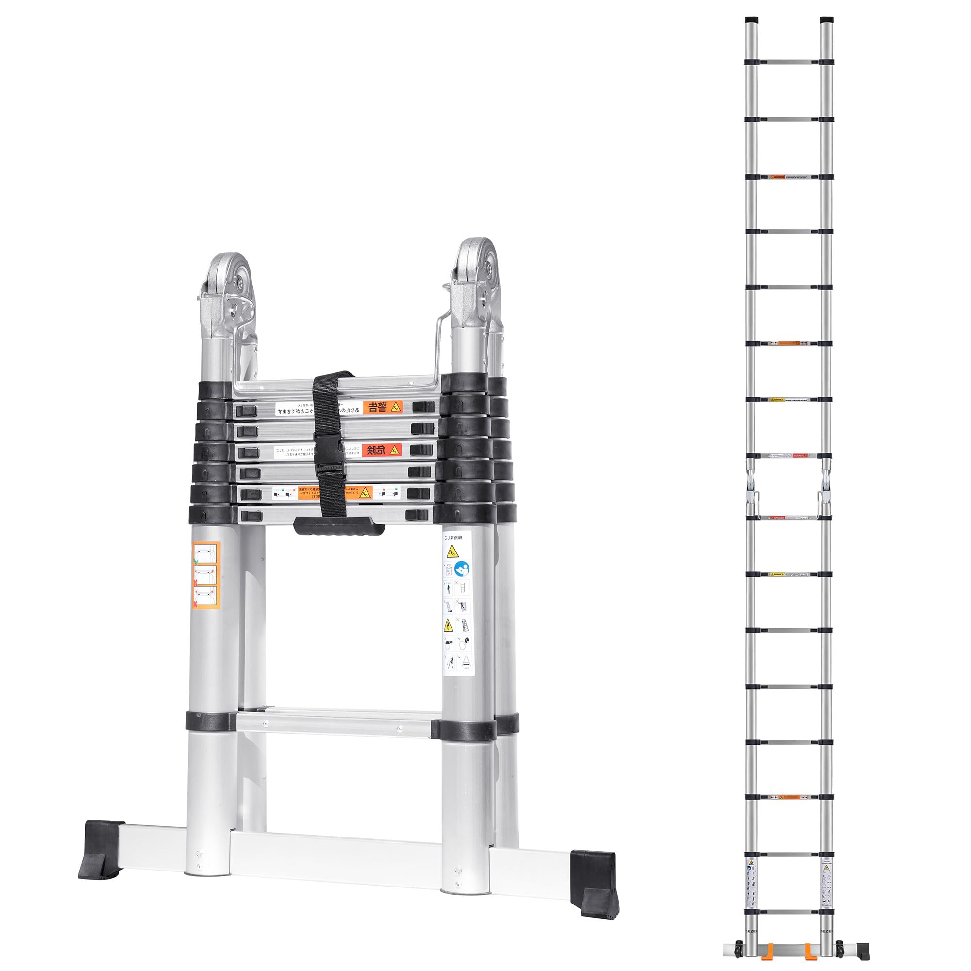 Photo 1 of 16.5FT Telescoping A Frame Ladder with Anti-Slip Feet, Multi Position Extension Telescopic Ladder with Stabilizers, Foldable Lightweight Collapsible Ladder for Home Indoor Outdoor Rv, 330LBS Capacity