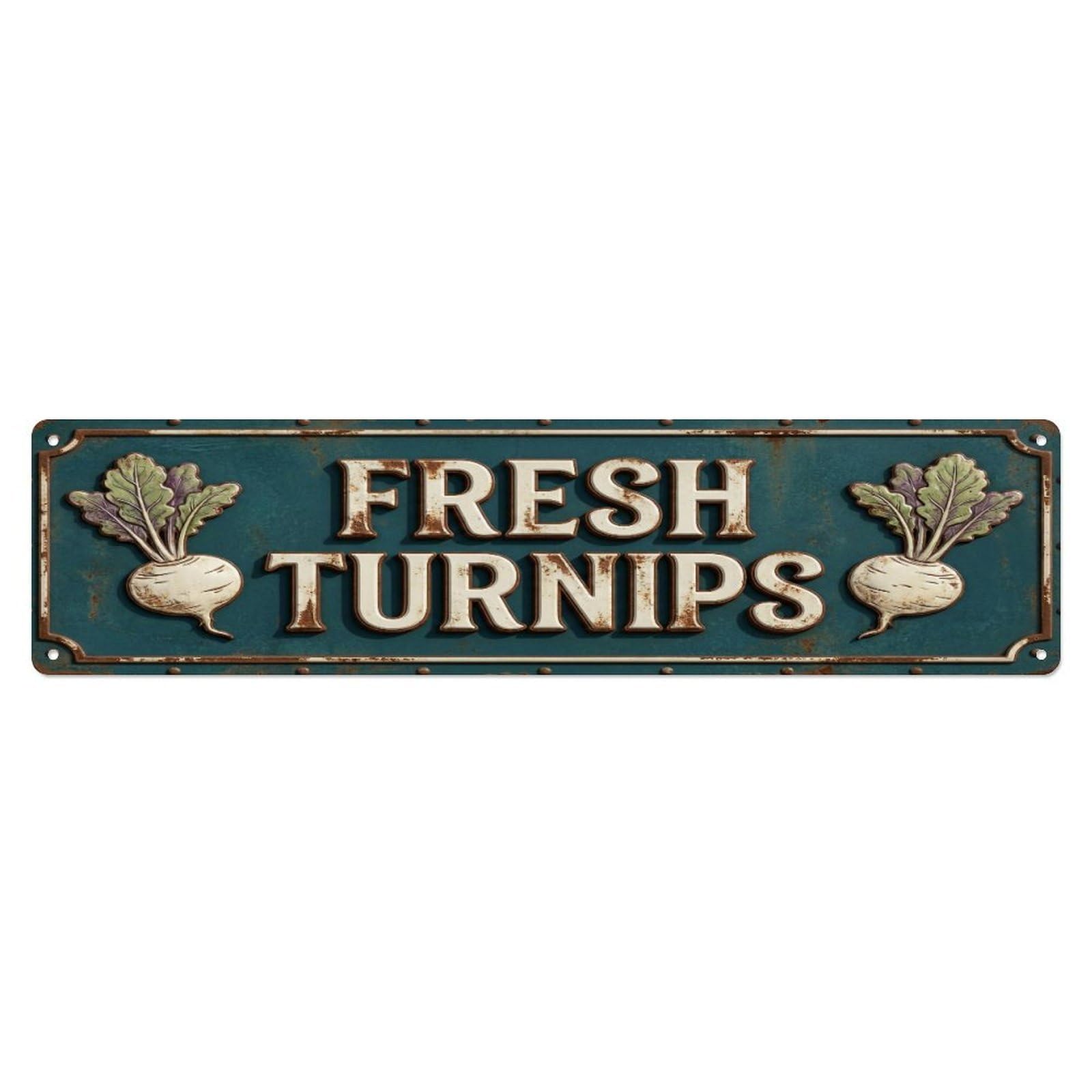 Metal Tin Sign FRESH TURNIPS Vintage Root Rustic Farmhouse