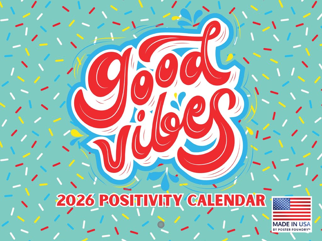 Good Vibes Wall Calendar 2026 Teen Girls Tween Women Manifesting Monthly For Teenage Room 12 Month | American Made In The USA — image 1