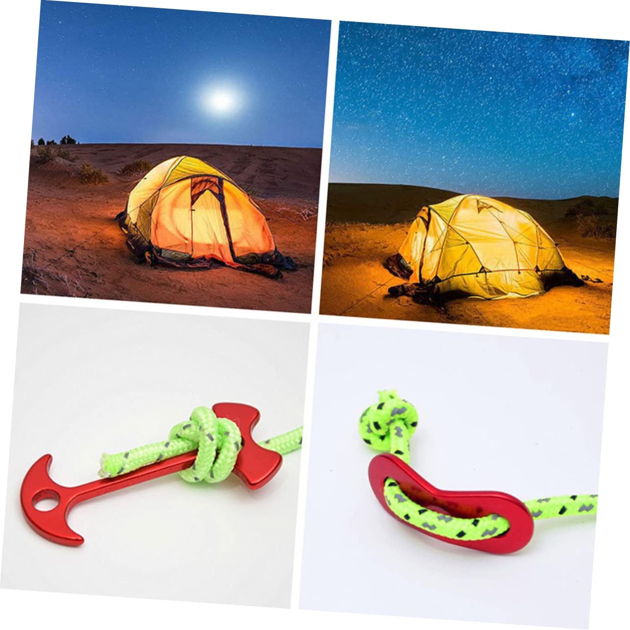 50m Reflective Camping Guyline Rope 4mm Windproof Tent Rope for Outdoor Use Neon Green for Camping Supplies and Hiking Gear