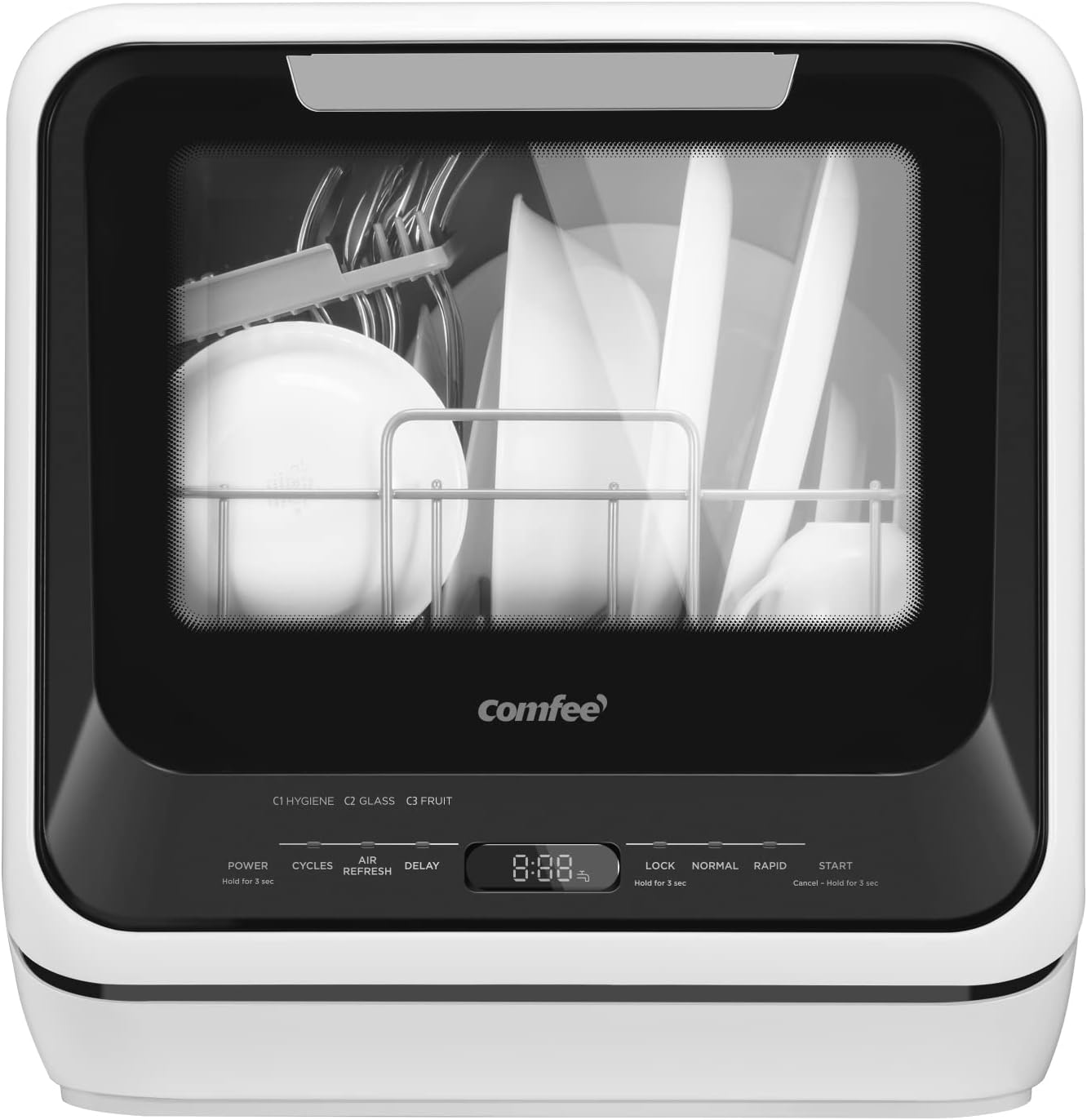 COMFEE' Portable Mini Dishwasher Countertop with 5L Built-in Water Tank for Apartments
