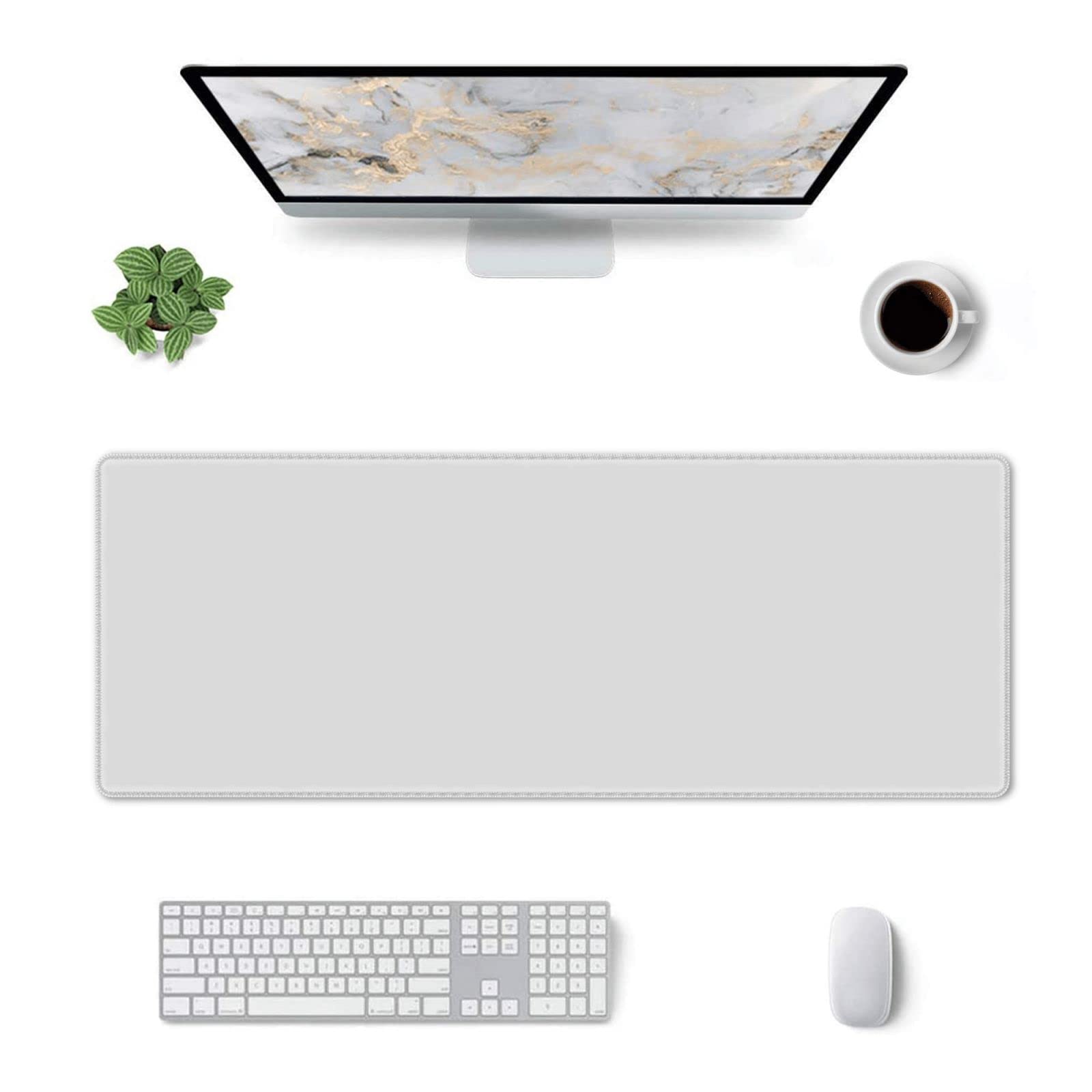 Grand Tapis De Bureau Feutre 80x40 Cm Gris Clair – Sous-main Clavier Souris Antidérapant & Protecteur