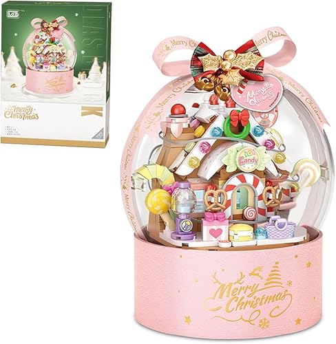 Miniatura 1 de LOZ Mini Blocks 1305 Jelly Bean House - Kit de bloques de construcción de 486 piezas de mini ladrillos con luz, juguete de construcción de Papá Noel