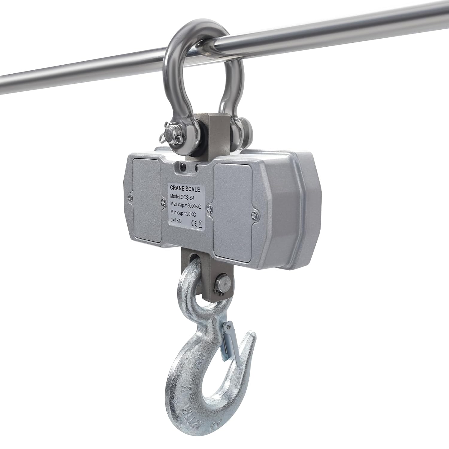 Digital Crane Scale, 2 Ton, 4400lb/2000kg, Industrial, Electronic, Portable, Big Hoist, Wild Game Scale, kg/lb/N, Silver Grey
