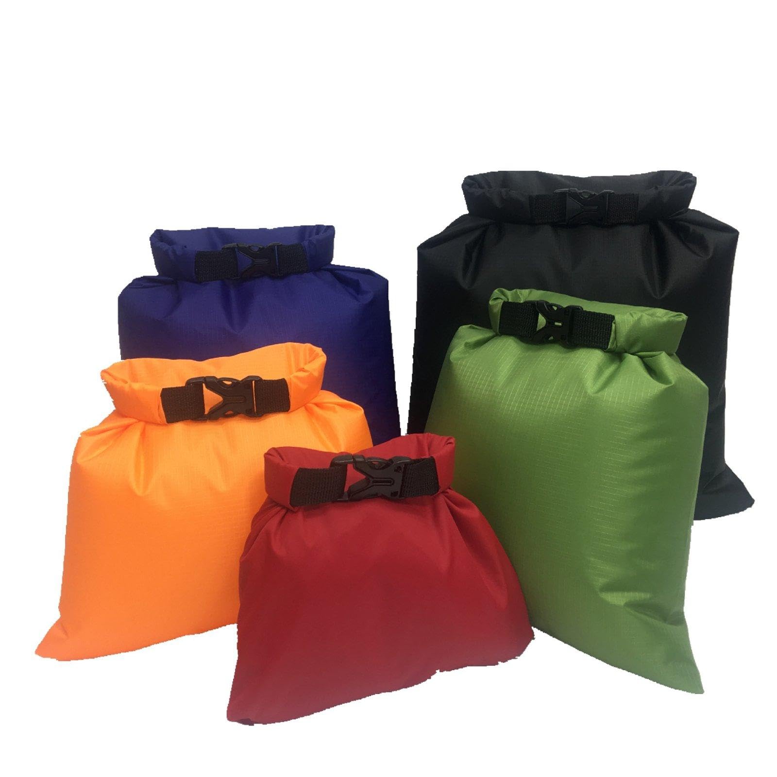 5 Pieces Waterproof Dry Bag Lightweight Fold-Over Roll-Top Sack PU Coated Waterproof Storage Pouch for Travel, Camping, Hiking Multicolor-image-29