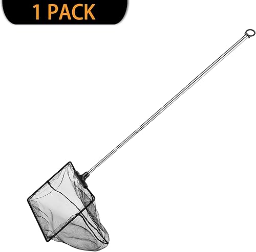 Miniatura 5 de Red de acuario con mango largo extensible de acero inoxidable, malla fina para pecera