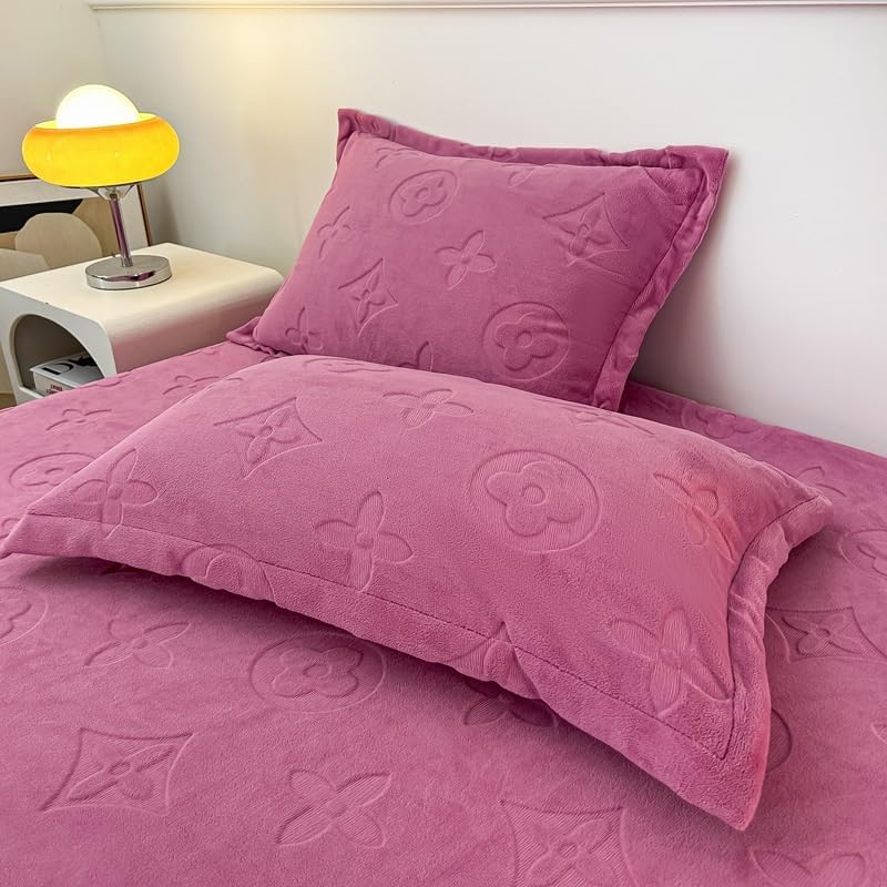Fleece Fitted Sheet with 360° Full Elastic 3pcs - Anti-Static Thermal Milk Winter Warm Flannel Mattress Protector Cover, Less Shedding & Shift-Proof for Queen Size Bed(Deep Gray,King-70.8x78.7in)