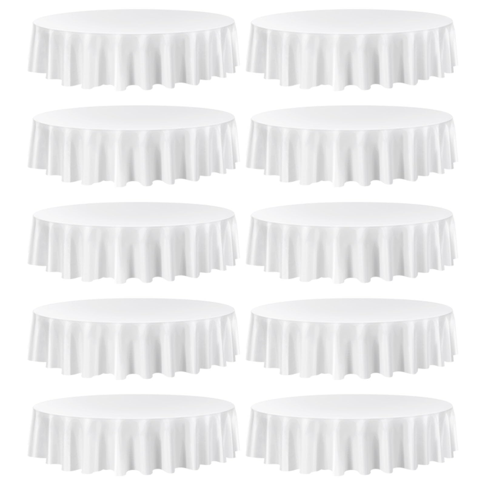 VEVOR Manteles Redondos de 2286 mm, Antiarrugas, Lavables a Máquina, de Poliéster, Agradable para la Piel y Transpirable, para Fiestas, Bodas, Banquetes y Eventos Formales, Color Blanco, 10 uds