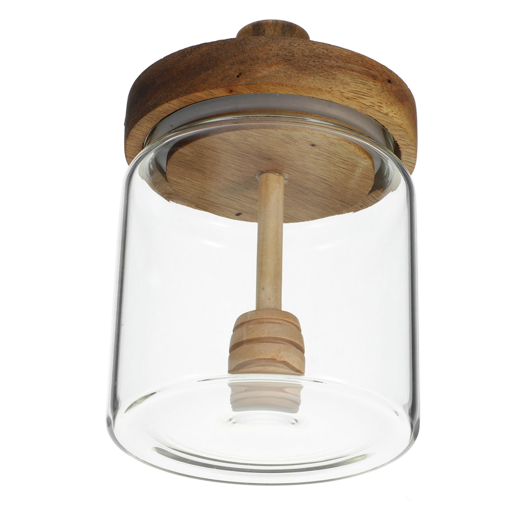 COLLBATH Honey Pot Tea Container Honey Jar Glass Jar with Lid Kitchen Honey Container Small Honey Container Honey Storage Pot Glass Jar with Dipper Honey Dispenser Jar Transparent Wood