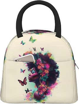 African American Afro Woman-6 Lunch Bag For Adults Insulated Lunch Box Reusable Lunch Tote For Work Picnic