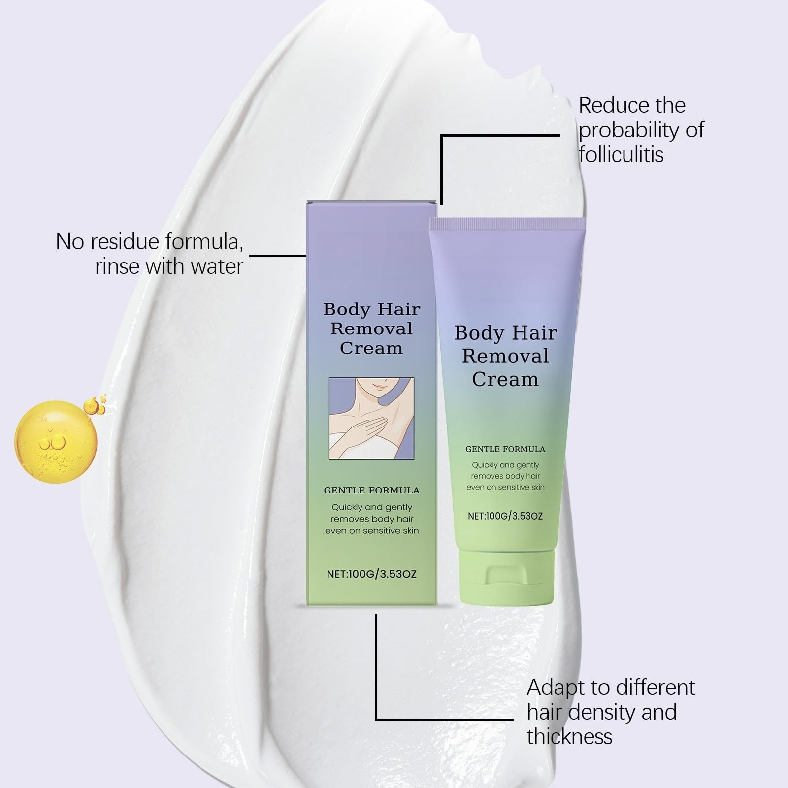 Hair Removal Cream, Soft Hair Removal Cream, crema depilatoria per il corpo, | Crema depilatoria corpo formula delicata con aloe vera per depilazione rapida senza irritazione sulle gambe ascelle braccia