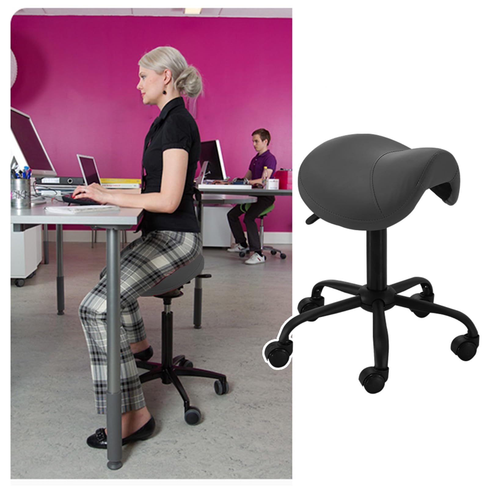 Chaise selle ergonomique de dentiste et coiffeur pour salon