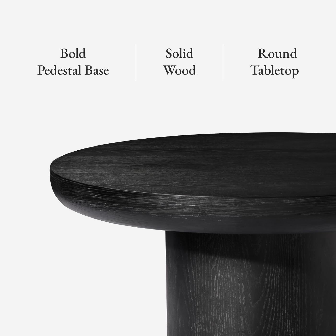 Maven Lane Wooden Circular Coffee Table, 36" Round, Livingroom Table, Modern Farmhouse Living Room Accent Table, Wood Furniture for Family Room, Rustic Industrial Home Decor, Owen Table (Aged Black)
