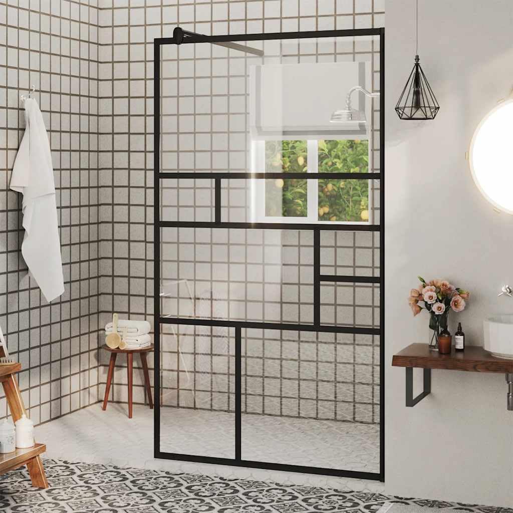 Mampara de ducha de cristal templado de seguridad para walk-in, 90 x 195 cm, con marco de aluminio, mampara de ducha ajustable de cristal transparente para ducha walk-in, diseño minimalista