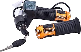 Kunray E Scooter Drehgasgriff 12–96 V Universeller E Bike Gasgriff 48v Drehgriff für Elektroroller mit LCD-Bildschirm und Einschalttastensperre Elektro Gas Griff für Go-Karts