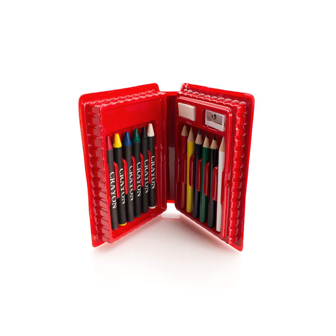 Lote de 50 Estuches de ceras y lápices de colores con sacapuntas y goma. Regalos para cumpleaños niños. Detalles infantiles para colegios, guarderías. (50)