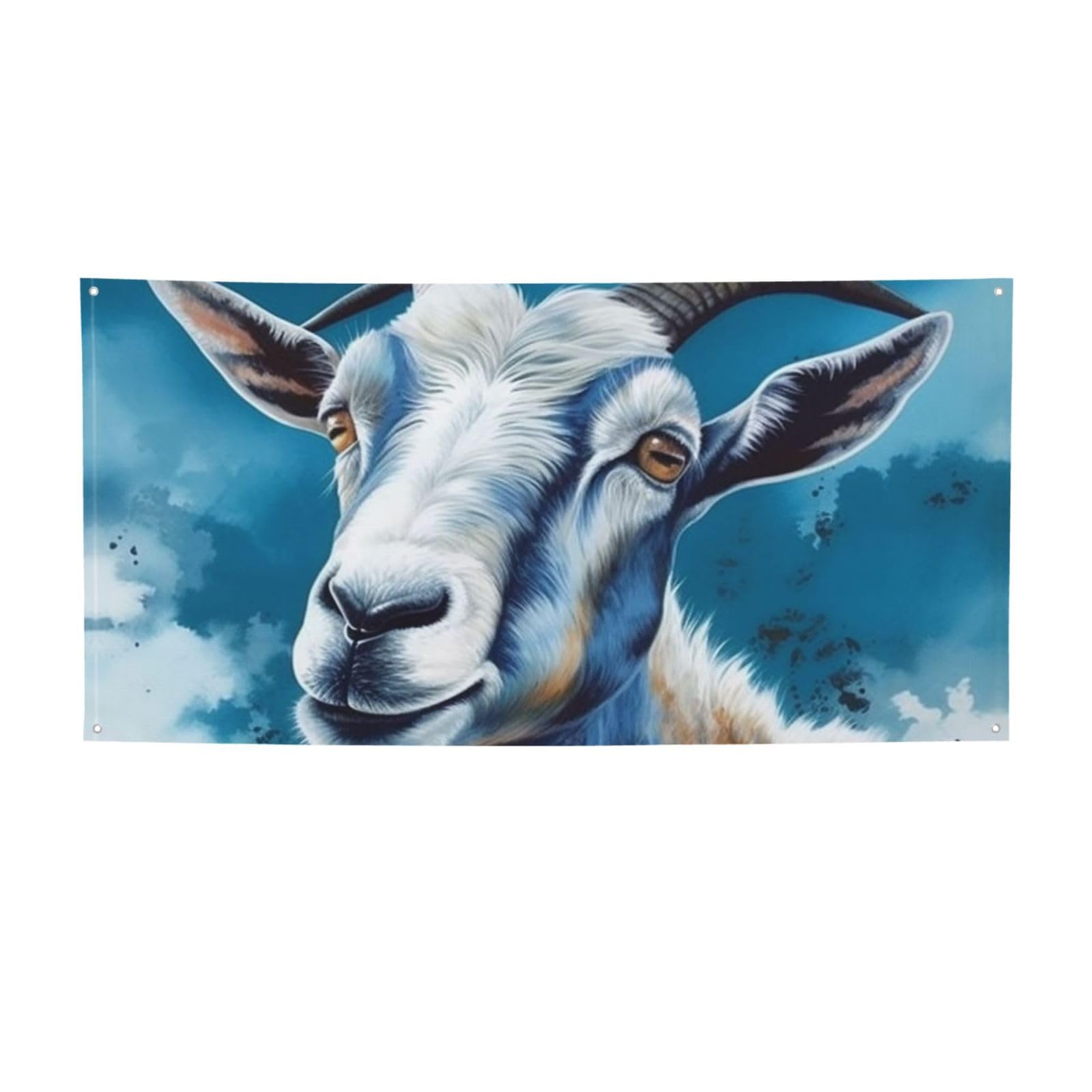 Welcome Banner Blue Goat Print Party Flag Photography Backdrop Birthday Background Wall Decor Sign 71 x 35 Inch Photo Props Banner and Sign Flag for Fence Garden Indoor Outdoor Decor Medium