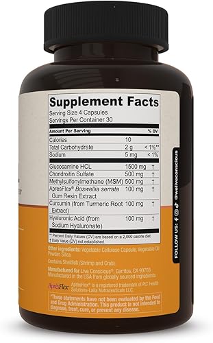 Miniatura 8 de MoveWell by LiveConscious Glucosamine Chondroitin with MSM, Hyaluronic Acid, and More Joint Health Supplement (2-Pack)