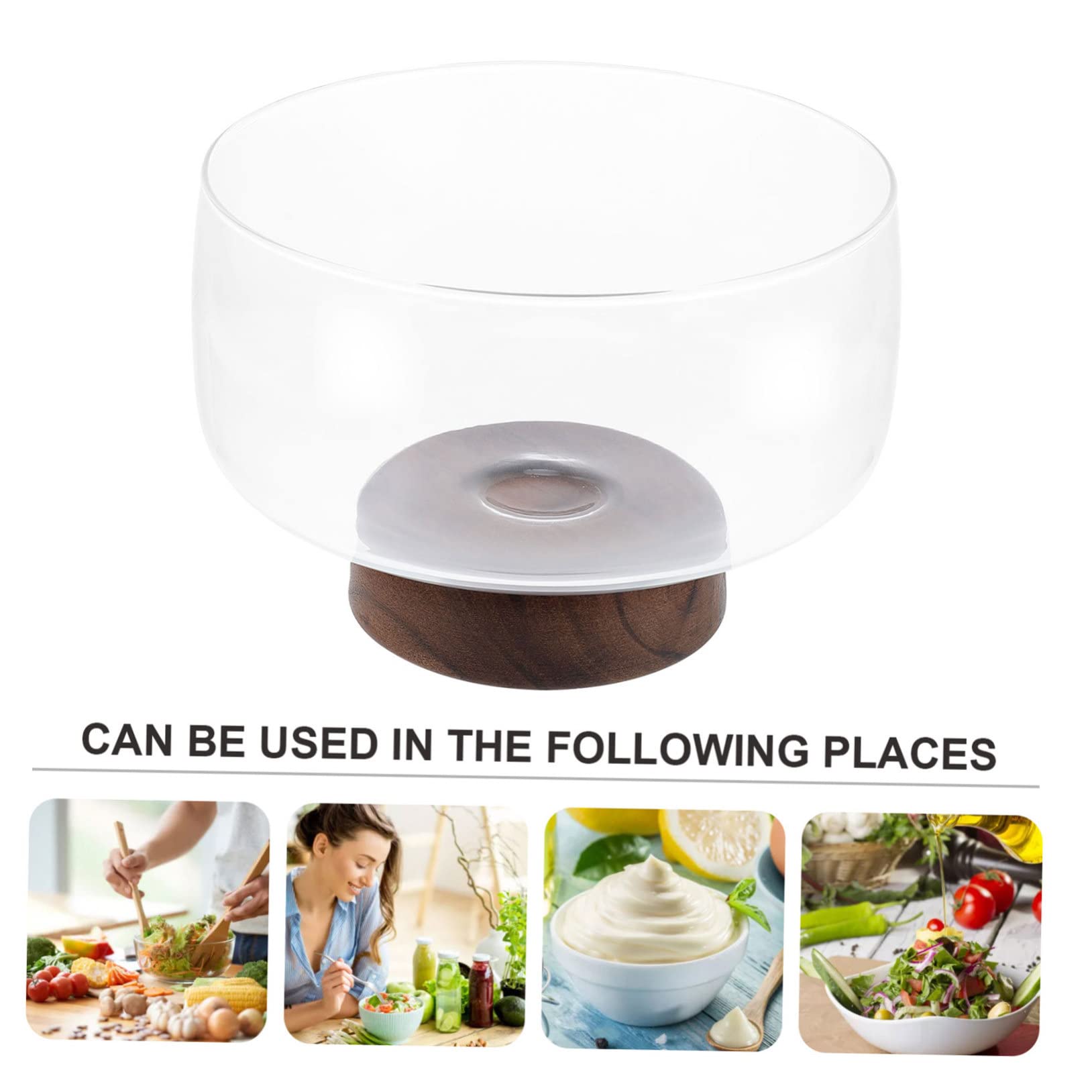 Didiseaon Frutero Transparente de Vidrio y Madera, 3500ml, Alto | Acabado Fino, Uso Multifunción, 3500ml de Capacidad, Pieza para Fruta y Refrigerios