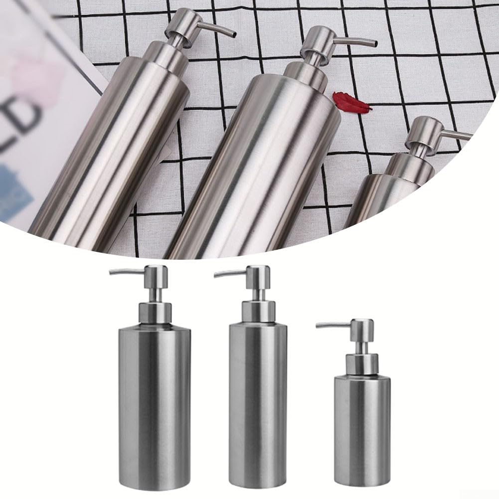 Dispensador de jabón de acero inoxidable de 350 ml, bomba de fregadero de baño de acero inoxidable 304, dispensador de jabón líquido para baño, cocina, cuarto de lavado