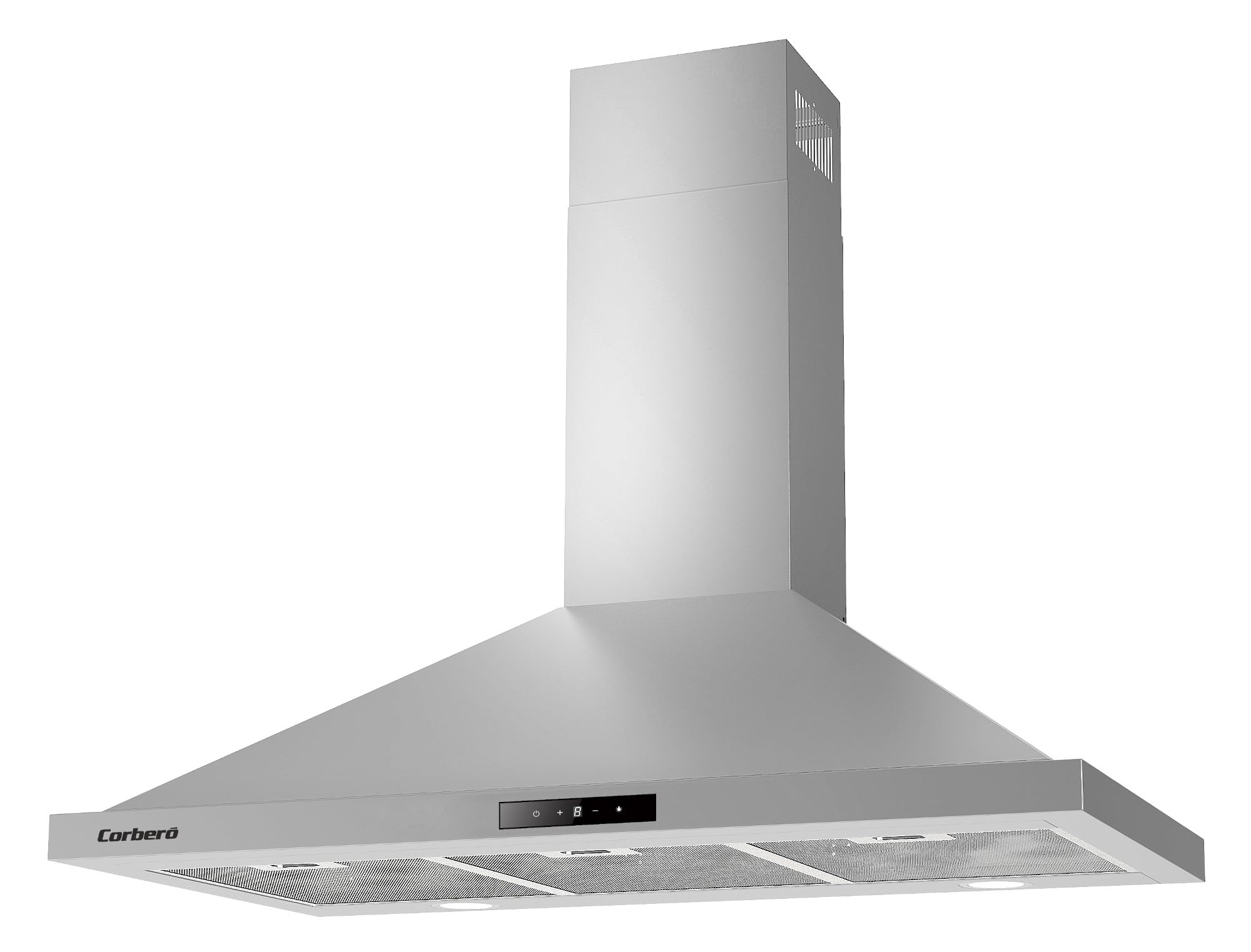 Corberó - Decorative Pyramid Hood | NEMRUT975X | Stainless Steel | 90 cm, Flow Rate 750 m3/h, 165W, 3 Speeds, 3 Layers Aluminium Filter, Carbon Filter, Energy Efficiency A