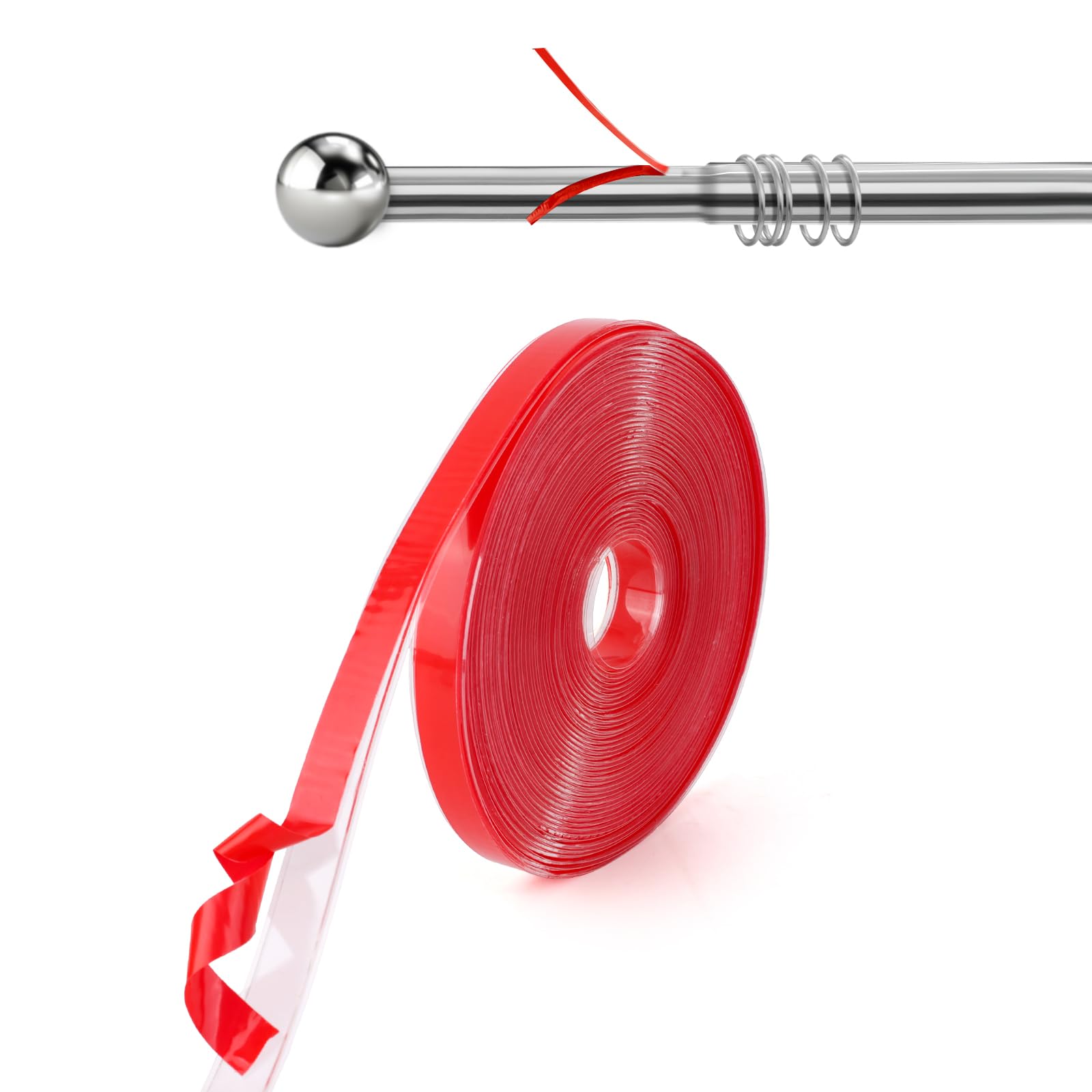 32.8ft Glide Tape for Curtain Rods, Clear Drapery Ring Glide Silent Smooth Tape Hard Surface Curtain Rod Slide Tape for Sliding Shower and Curtain Rings Smoothly and Quietly