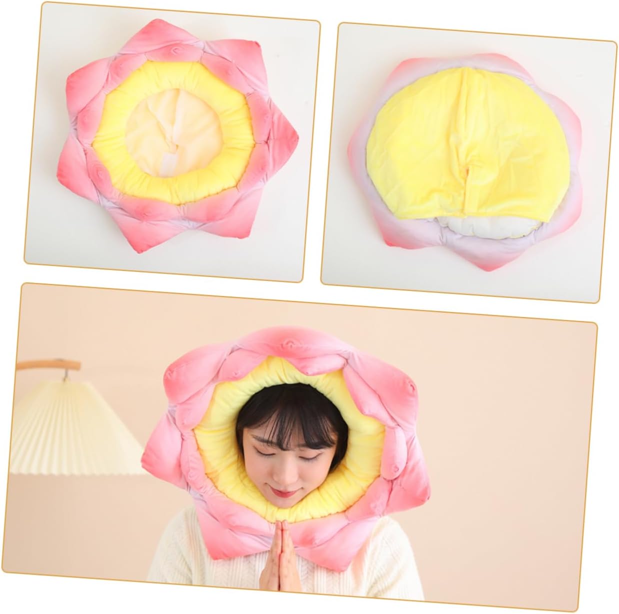 SHOWERORO Plush Lotus Flower Headgear Funny Carnival Hat for Halloween Cosplay Adorable Photo Prop for Parties and Festivals Soft and Comfortable Material