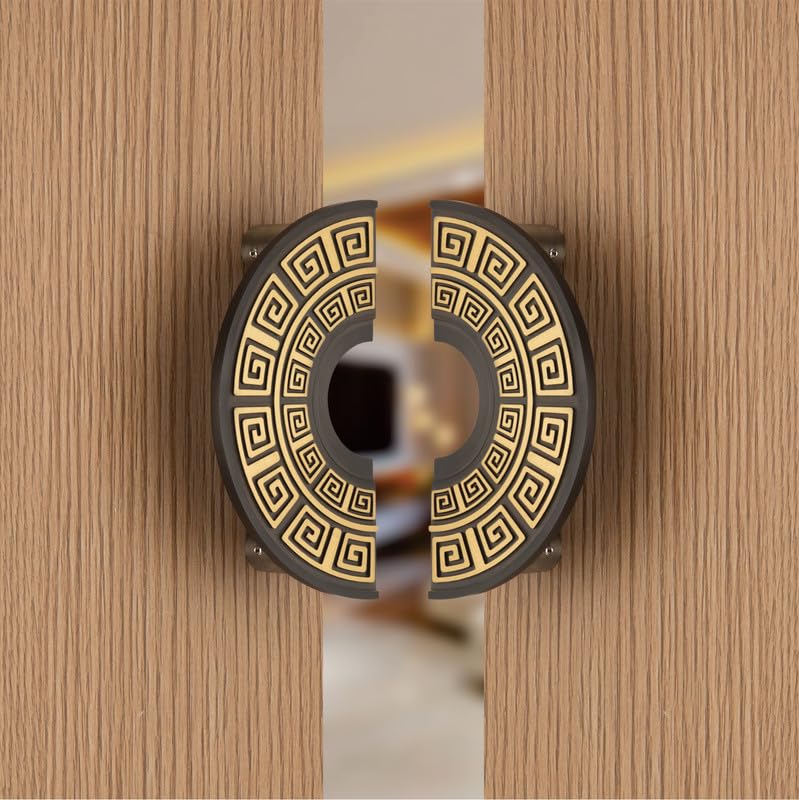 Image of COMPASS Brass 6-inch Round Shape Door Handle for Main Door and Pull-Push Handle of Home /Hotel /Office Door Hardware for Single and Double Door,RPH-102 - Pack of 1 Set (Brass Antique)