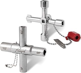 Paoeyrb 2 Pcs Water Key, Premium Silcock Key 4 Way, Multi-functional Water Key Shut Off Tool, Compact Water Meter Key for ...