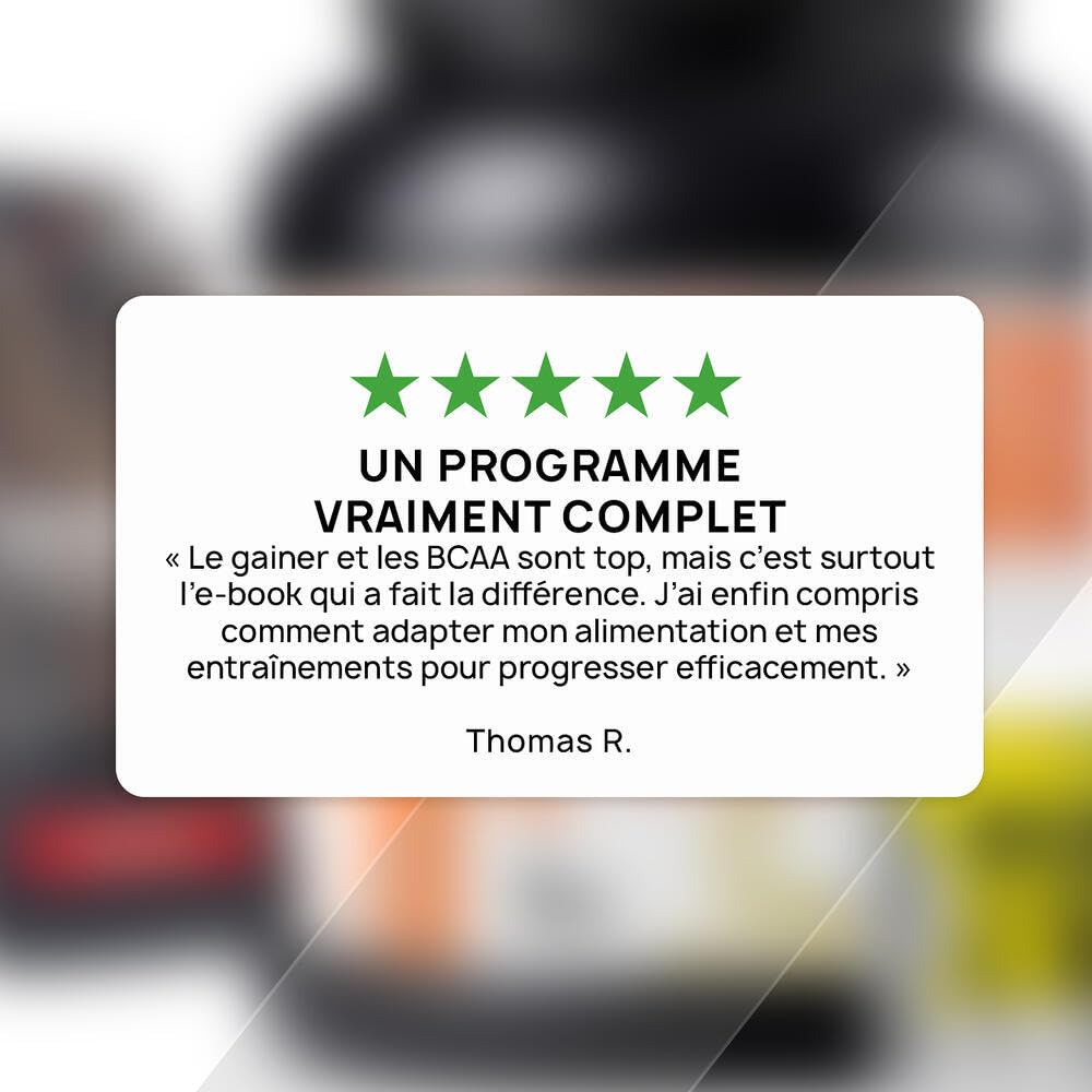 PACK PRISE DE MASSE - Kit Starter - Protéines, Pré-Workout, Acides Aminés - Lean Gainer + Born of Rage + BCAA 8.1.1 ZERO Vegan + Gourde 1L - Eric Favre