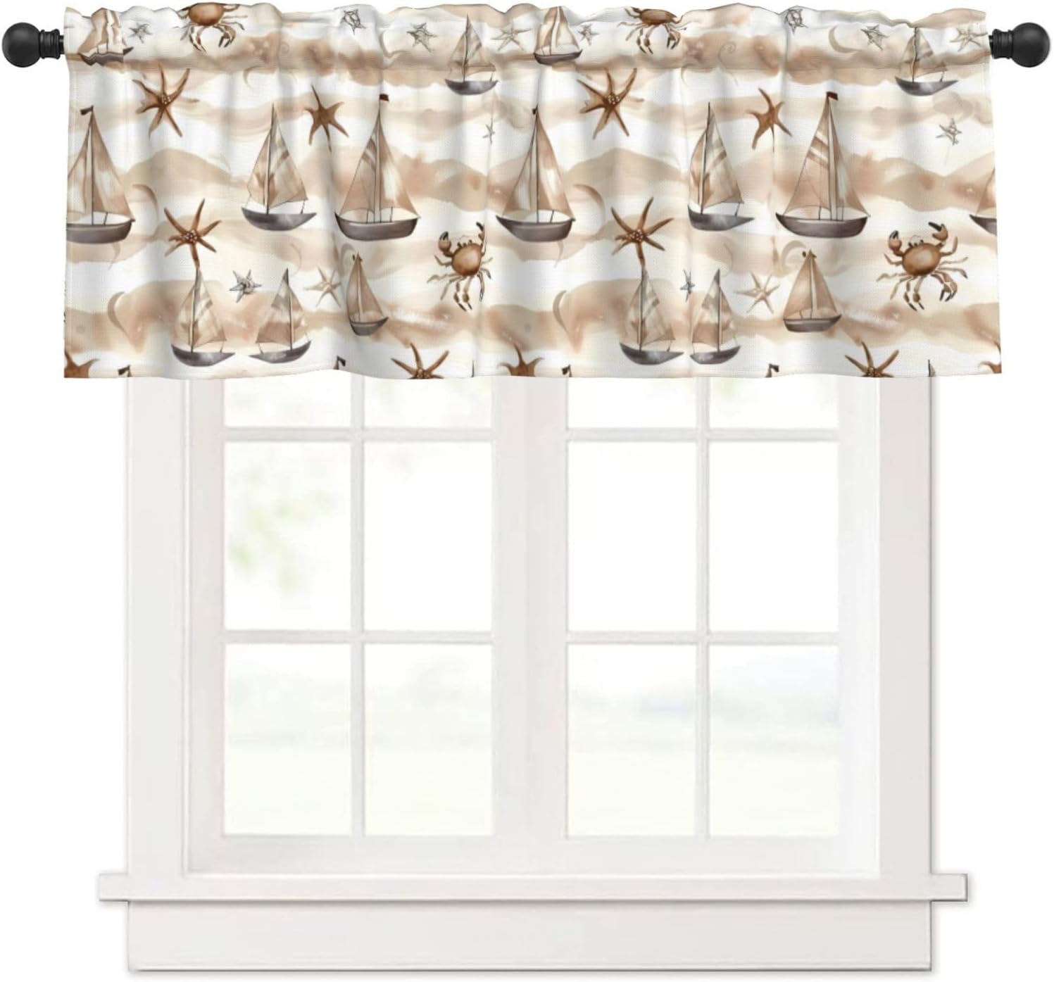 Valance for Windows Vintage Gold Flower Kitchen Curtains Valances Rod Pocket Print Window Treatment Short Topper Curtains for Living Room Bedroom Bathroom 1 Panel 54x18inch