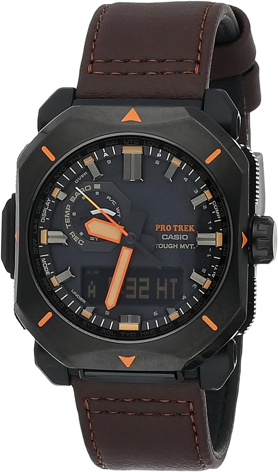 PRW6900BF Series | Pro Trek | 100M WR | 1/100 SEC Stop Watch | Compass/Alt/Baro-Thermo | Tough Solar Power/Atomic Timekeeping | 1-100 SEC Stopwatch | Countdown Timer | World Time
