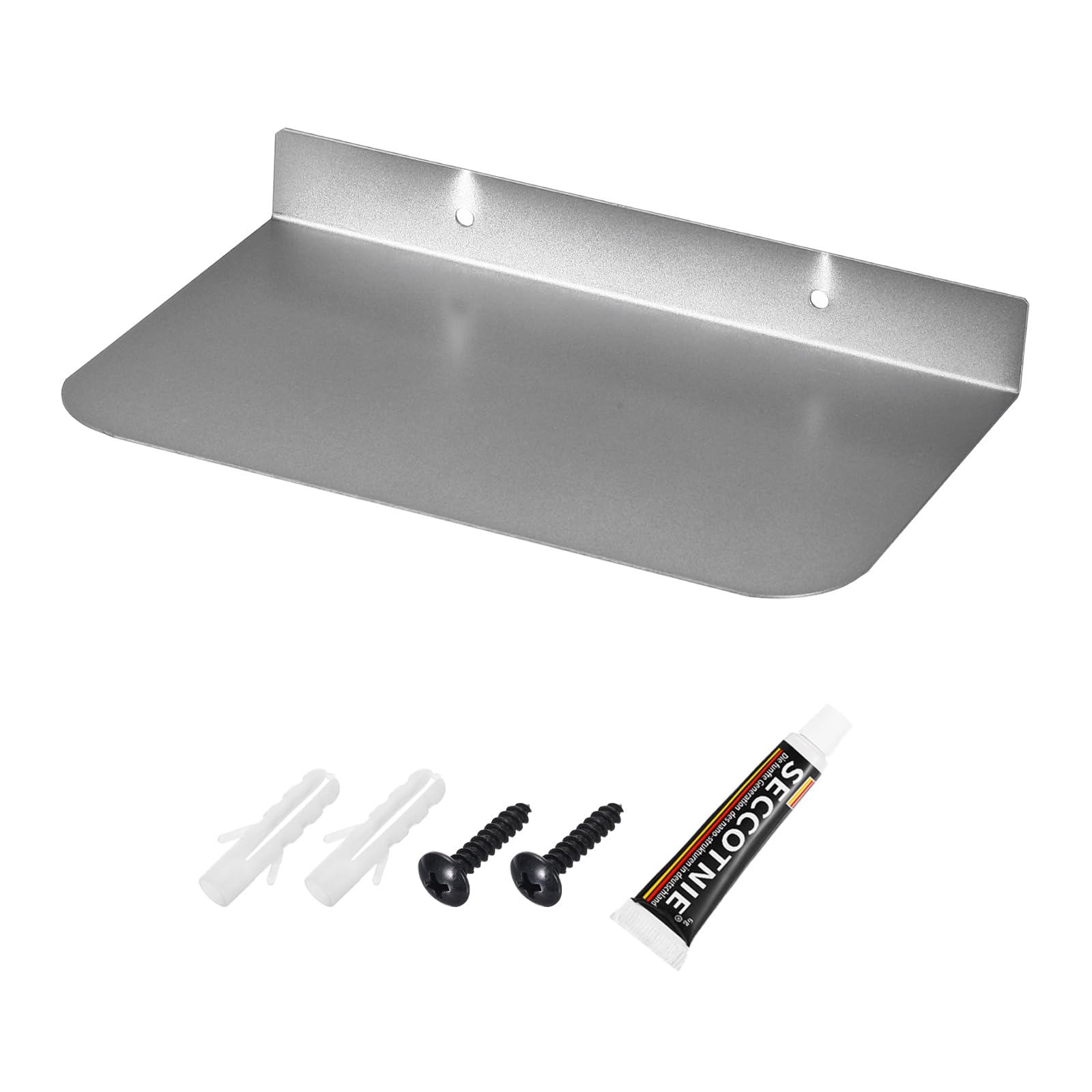 sourcing map Metal Shelves for Wall, 8 Inch Grey Floating Shelves Wall Mount Display Shelf Organizer for Bathroom, Bedroom, Living Room, Room Decor