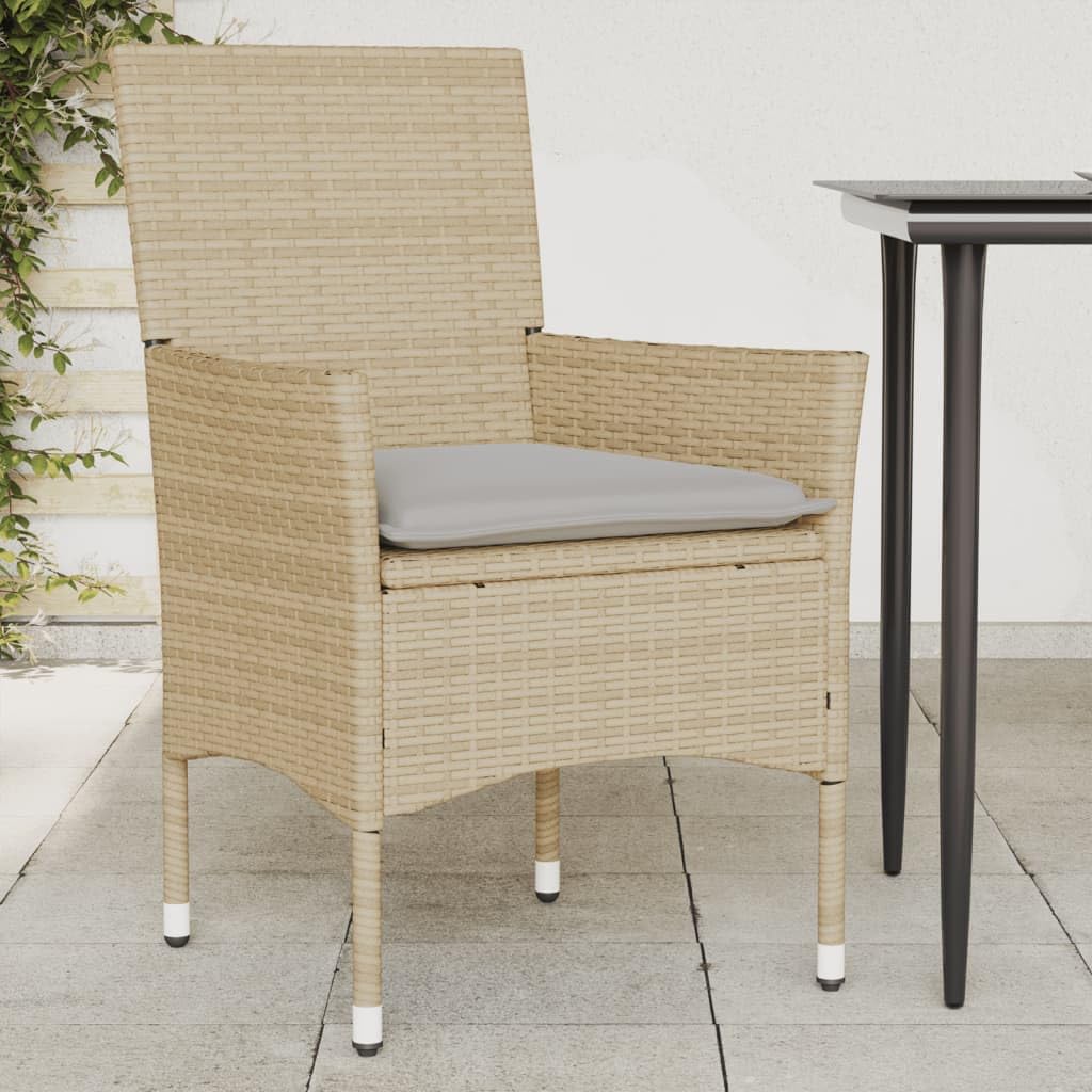 Chaises de jardin en rotin synthétique beige avec assise confort