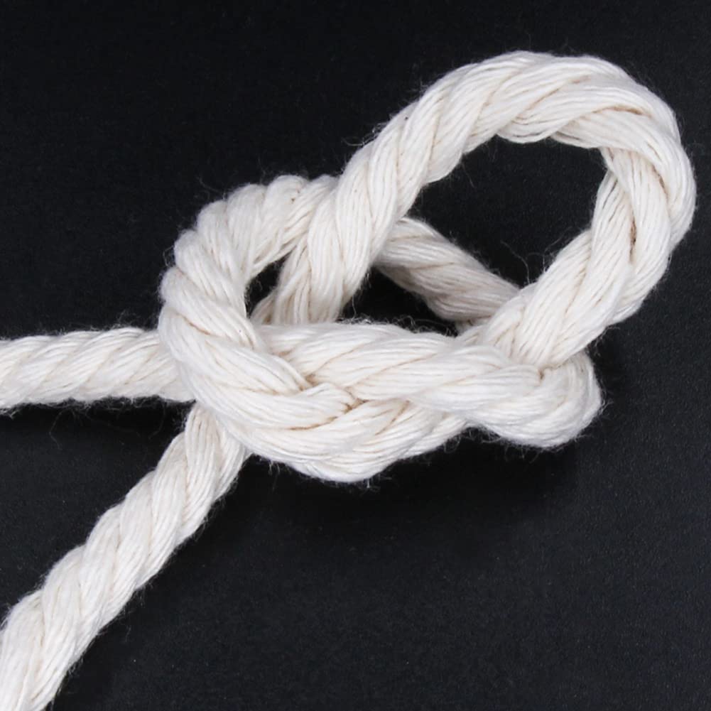 Cordón de macramé de algodón 100% natural, 0.197 in x 110 yardas, cuerda de macramé de algodón de colores para manualidades, tejer, colgar plantas, decoración de Navidad y boda (beige, 5 mm110 5